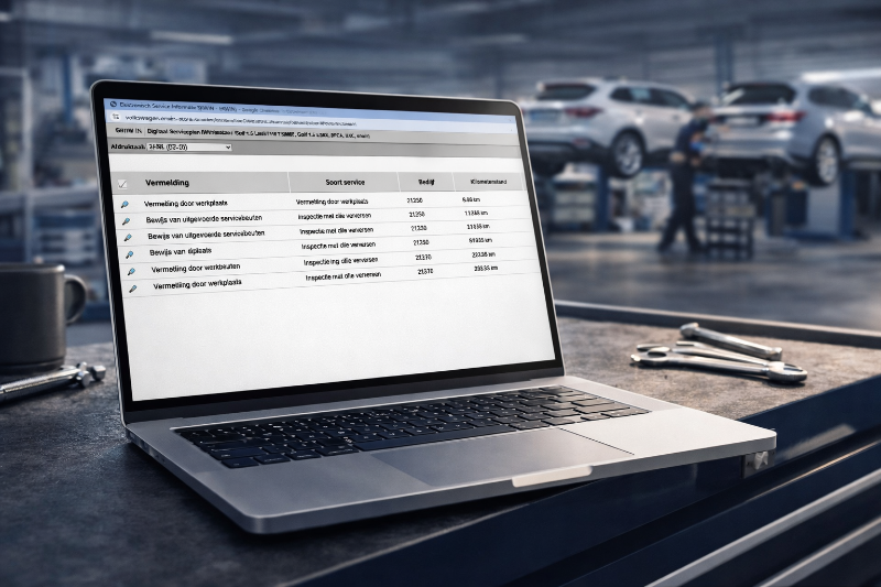 Digitaal serviceplan historie op laptop