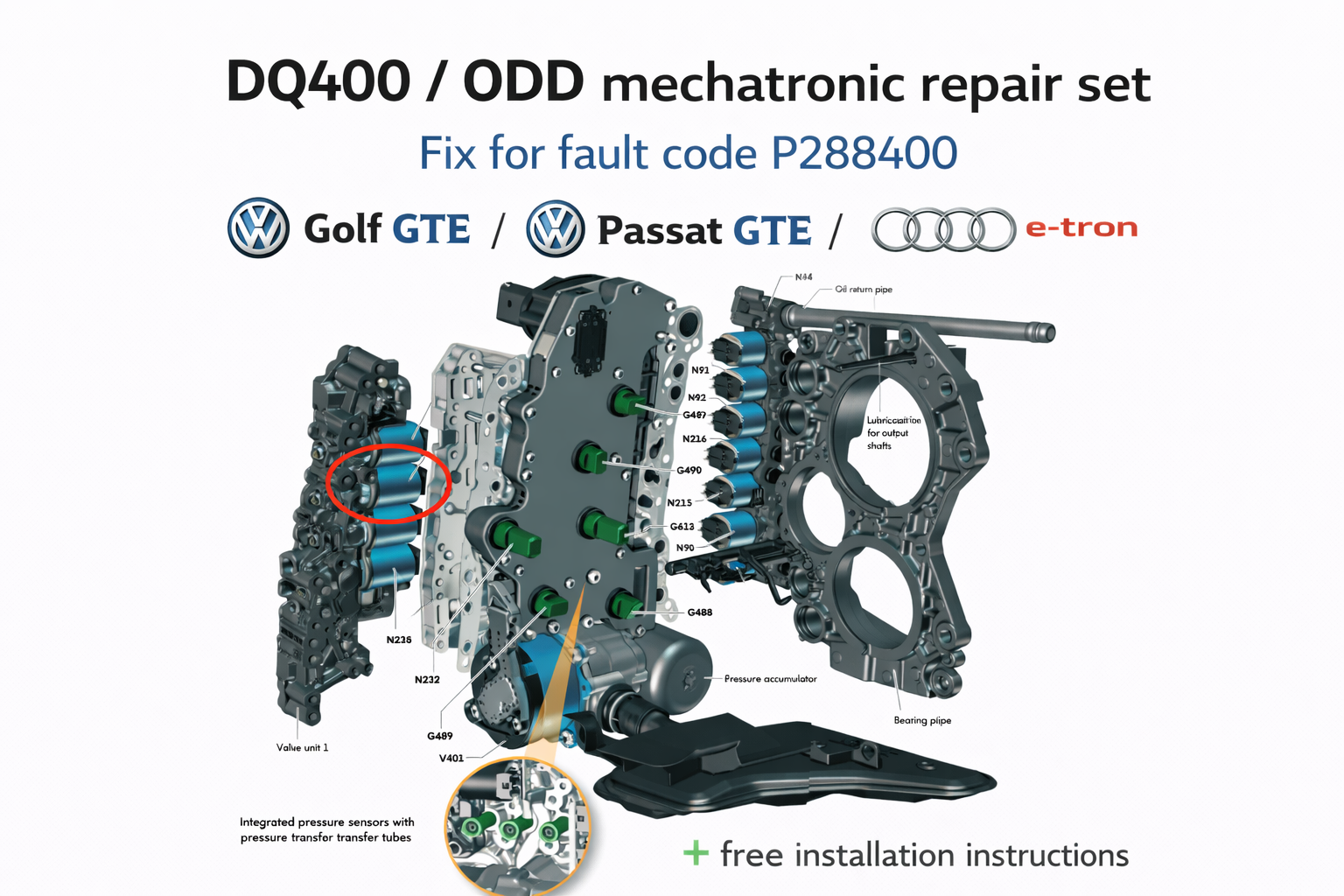 DQ400 / 0DD Complete Repair Kit for Fault P288400