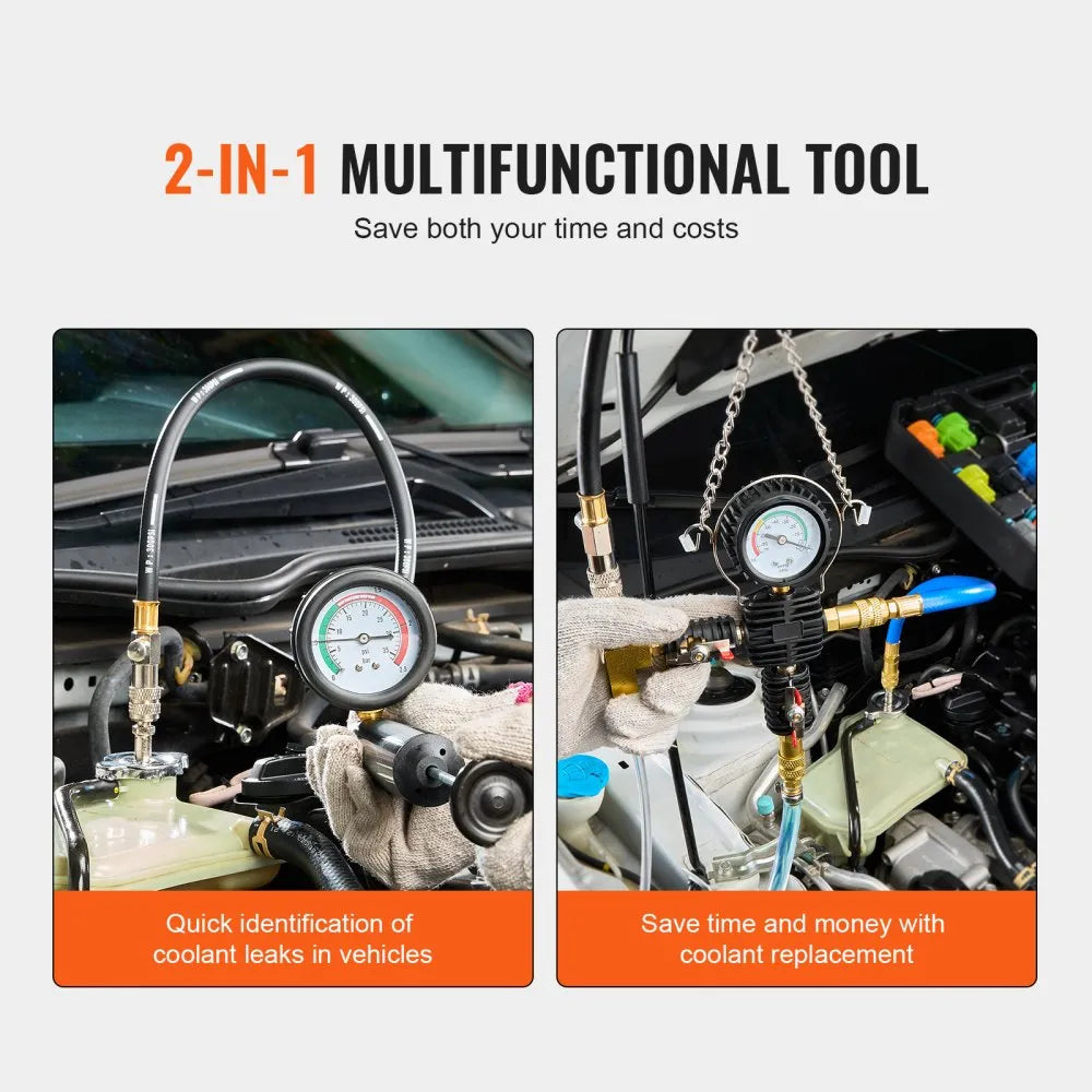 Radiateur Koelvloeistof Druktester en Ontluchting set – 28 Delig